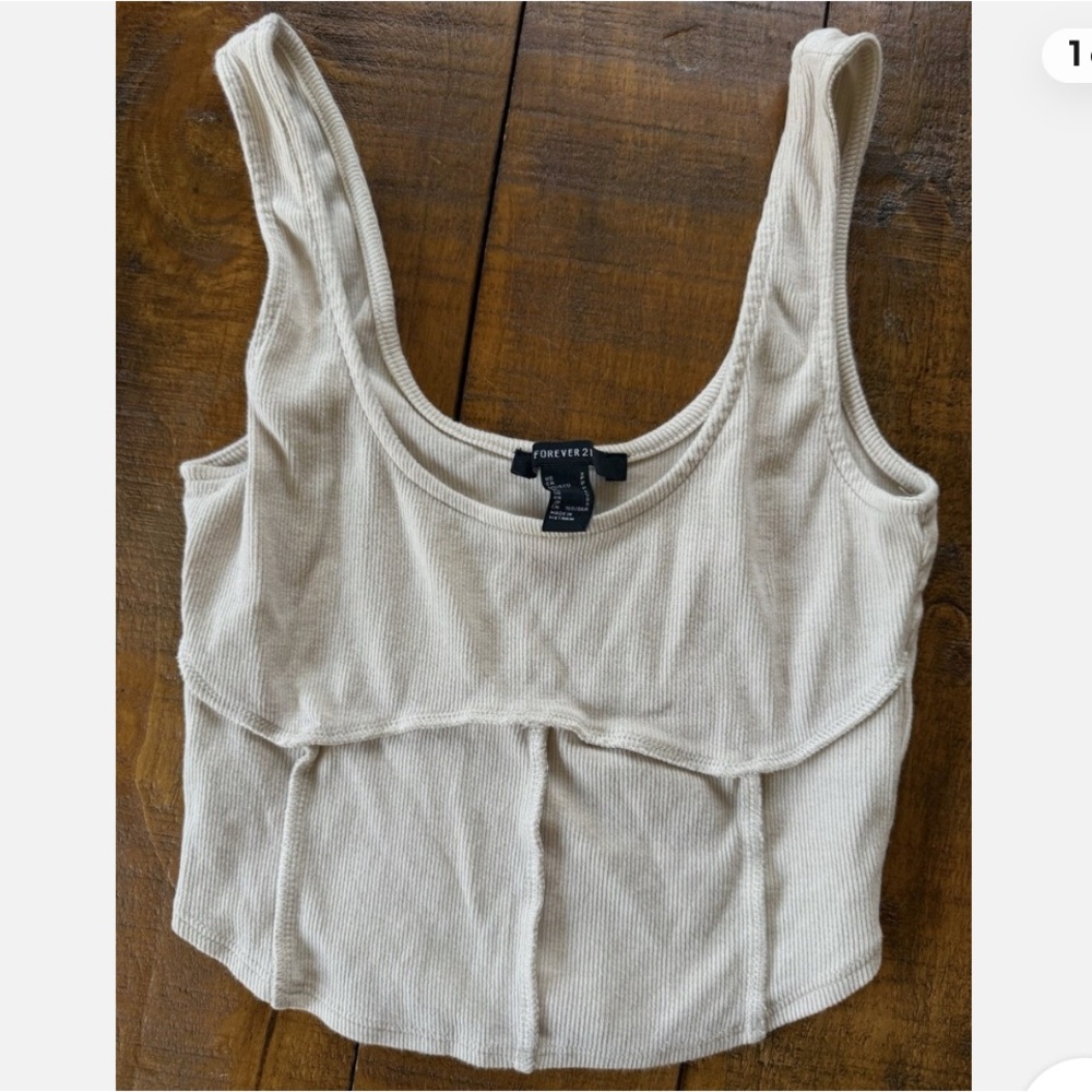 Forever 21 Beige Ribbed Tank Top